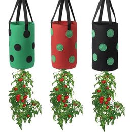 Planters & Pots 3 Gallon Planting Grow Bag Hanging Strawberry Nonwoven Fabric Vertical Garden Plant Vegetable Planter