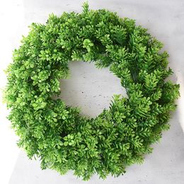 Decorative Flowers St. Patrick's Day Wreaths Spring Green Wreath Artificial Leaves Garland Door Wall Decoration Hanging Ornament Party