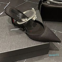 2023 Designer Shoe Pumps Sandals High Heels Senior Quality Summer Womens s Lady Black Khaki Leather Peep Toes Straps Rivets Dress Shoes -204