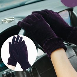 Five Fingers Gloves 2023 Woman Fashion Warm Satin Lady Solid Velvet Female Windproof Winter Soft Thermal Comfortable Mitten