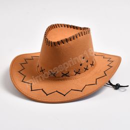 Western Cowboy Hats for Men Women Imitation Suede Vintage Jazz Hat Fashion Pink Cowgirl Travel Hat Street Dress Cap