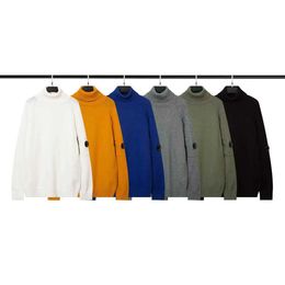 Autumn/Winter New Micro Transparent Lens Men's Casual Pullover Stand Neck Half Zip Knitted SweaterOC5O