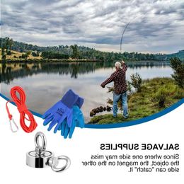 1 Set Fishing Magnet Permanent Kit with Fishing Round Detectors Heavy Duty Rope Non-slips Accessoy Ornhf