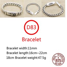 D83 S925 Sterling Silver Bracelet Fashion Letter Personalised Retro Glossy Sword Punk Hip Hop Style Lover Gift