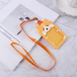 Card Holders Student School Office Supplies Name Work Silicone ID Badge Holder Protector Cover With Rope