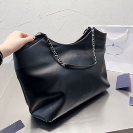 Tote Shopping Bag Classic Design Black Genuine Leather Grand For Women 37CM