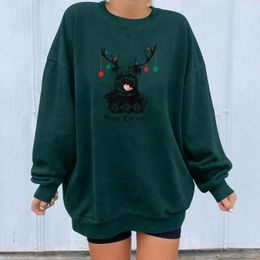 Women's Hoodies Ladies Christmas Casual Long-sleeved Loose Oversized Round Neck Party Sweatshirts Sweatshirt Top