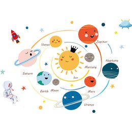 Wall Decor Cartoon Solar System Vinyl Stickers Children Room ation Boy Kids rooms Nursery ate DIY Art Murals Home 230411