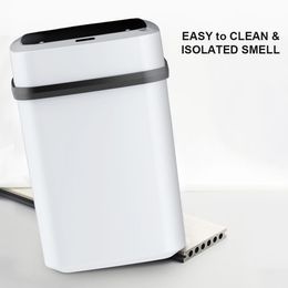 Waste Bins Touch screen intelligent garbage can be infrared sensor bathroom trash can household dust collector with button switch 15L 230412