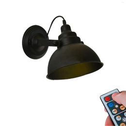 Wall Lamp NuNu 1Pcs Timer Battery Remote LED Dimming 100 Lumens Black Iron Light Retro Industrial Design For Corner Loft