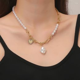 Pendant Necklaces Women's Jewelry Gift Heart Pearl Necklace Mother's Day Link Chain Elegant