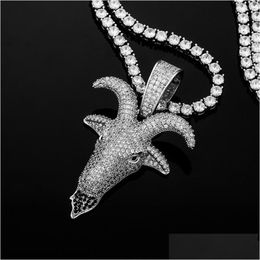 Pendant Necklaces Iced Out Goat Necklace Fashion Mens Hip Hop Sier Jewelry Drop Delivery Pendants Dhgarden Ot03R