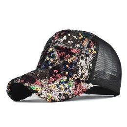 Ball Caps Sports Snapbk Cap Ladies Embroidered Baseball Caps Sequins Fashion Casual Curved Hats Girls Can Adjust Hip Hop Gorras P230412