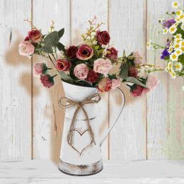 Vases Kettle Metal Flower Pot Bouquets Vase Vintage Bucket Decorations Arrangement Iron