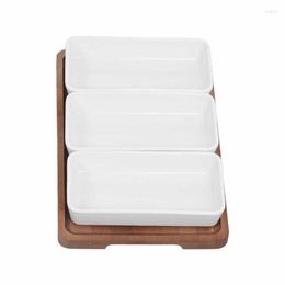 Plates Ceramic Snack Serving Tray Durable Coffee Long Strip Multifunction Segmented For Dessert