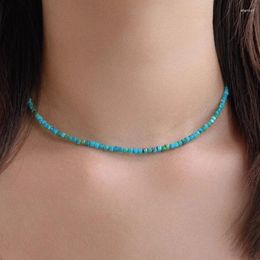 Choker Natural Turquoise Small Sugar Cube Faceted Clavicle Chain Necklace