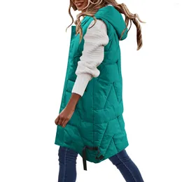 Women's Vests 2023 Long Quilted For Women Fashion Hooded Length Sleeveless Vest Padded Coat Winter Outerwear Woman