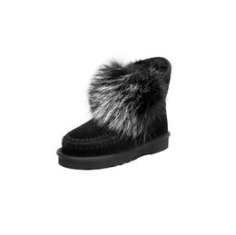 Scarpe invernali firmate Heatshoes Stivali da neve Pelliccia su pelle Mocassini da donna Luxury pashm Casual Impermeabile Comfort cashmere Scarpe firmate YG53-9505