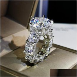 With Side Stones Luxury Mens Rings Fashion Gemstone Engagement Ring For Women Fl Diamond Jewellery Drop Delivery Dhgarden Otile