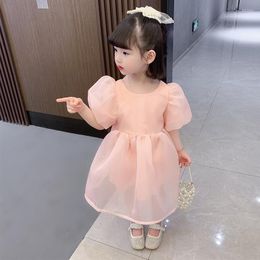 Girl Dresses Summer Dress Big Bow Pricness Solid Colour Kids Casual Style Clothes