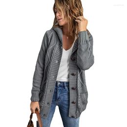 Women's Sweaters Winter Solid Sweater Coat Casual Single Breasted Cardigan 271283