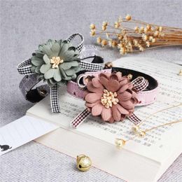 Dog Collars High Grade Fabric Lovely Cute Flower Bowknot Leather Pet Collar Cat Bow Tie Neck Strap Adjustable