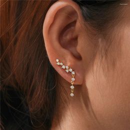 Stud Earrings CANNER Simple Single Row Size Zircon Pendant S925 Sterling Silver Ladies Drop Elegance Puncture Ear Clips