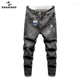 Men's Jeans 2023 Spring Plus Size Cloth Ripped Classic Vintage Men's Fit Cotton Stretch Denim Nine-point Pants Youthful Vitality