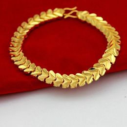 Link Bracelets Chain Heart Womens Yellow Gold Filled Fashion BraceletLink