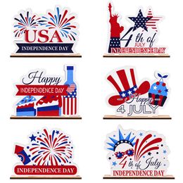 Novelty Items American Independence Day Wooden Ornaments Happy 4th Of July USA National Day Party Decoration For Home Patriotic Decor Supplies Z0411