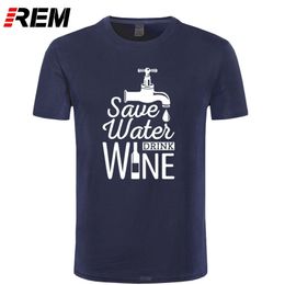 Men's T-Shirts REM Save Water Drink Wine Printed T Shirt Men Casual Short Sleeve T-shirts Summer Style Hipster Funny Cotton Tops Tees 230412