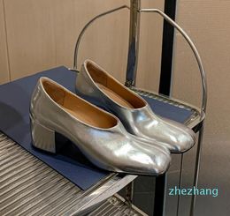 2023-Korean Style Silver Single Shoes Women High heel Slip on Lady Office Shoes Amazing Dress Shoes big Size 35-42