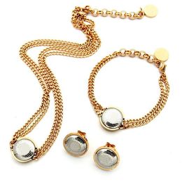 Titanium steel jewelry Fashion Basilisk Medusa card women Bracelet Necklace Stud Earring sets Brass 18K gold plated ladies Designer Jewelry XLD5526