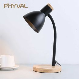 Desk Lamps Table Lamp LED Desk Lamp Study Lamp Night Light for Bedroom Bedside Lights Wood LED Desk Light Black White Curved Lamppost E27 P230412