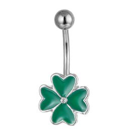 Navel Bell Button Rings D0751 Clover Green Color Belly Stud Drop Delivery Jewelry Body Dhgarden Otb2L