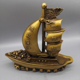 Decorative Figurines China Elaboration Brass Statue Good Luck Wealth Boat Metal Crafts Home Decoration