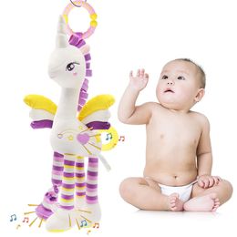 Rattles Mobiles Baby Car Stroller Rattle Plush Stuffed Toys Hanging Animals born Crib Bed Mobile Infant Unicorn Educational For Toddlers 230411