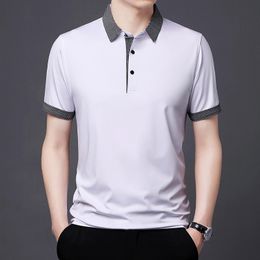 Men's Polos Men's Polo Shirt Solid Fashion Collar Summer Loose Thin Clothing Casual Korean Men's Polo Shirt Street Clothing Top 230412