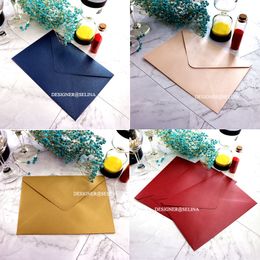 Greeting Cards A7 White Ivory Burgundy Pearl Envelope with Gold Seal for Wedding Invitation Card Postcard 230411