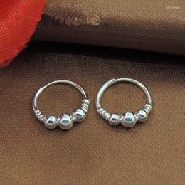 Hoop Earrings S999 Sterling Silver Female Ear Ring Women's Wear Pearl Korean Version Fashion And Personality