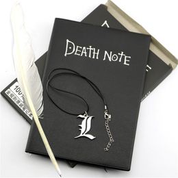 Notepads A5 Anime Death Note Notebook Set Leather Journal and Feather Pen Journal Death Note Pad for Gift D40 230412