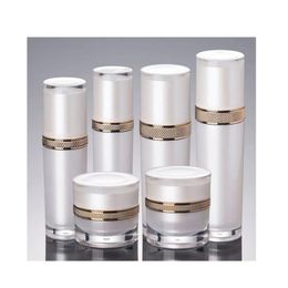 30ml/50ml/100/120ml pearl white acrylic lotion bottle emulsion dispenser 30g 50g Cream jar cosmetic packaging container BJ