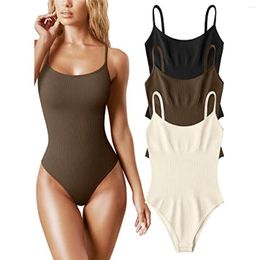 Women's Shapers Women's Bodysuits Shapewear Sexy Ribbed Sleeveless Adjustable Spaghetti Strip Tops Push Up Bodycon Outfits