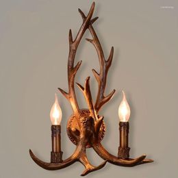 Wall Lamps American Style Retro Antler Lamp Creative Restaurant Bar Aisle Personalised Resin