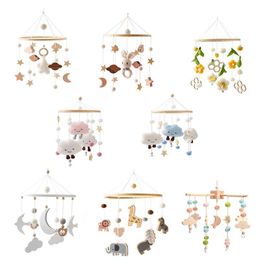 Rattles Mobiles Baby Rattle Months Wooden Mobile On The Bed born Music Box Bell Hanging Toys Holder Bracket Infant Crib Boy 230425