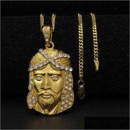 Pendant Necklaces Fashion Hip Hop Necklace Jewellery Iced Out Juses Piece Mx24Inch Gold Cuban Chain Drop Delivery Pendants Dhgarden Otgft