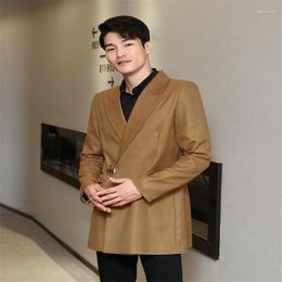 Men's Suits Medium Length Blazers Men'S Jackets Casual Spring Autumn Style European Fashion Long Sleeved Coats Trajes De Hombre