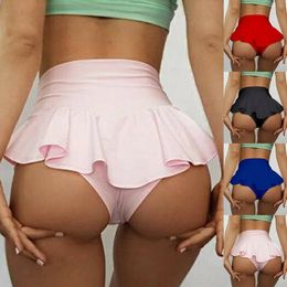 Women's Shorts Summer Shorts Women Skirts Pants High Waist Pole Dance Ruffled Short Pant Sports Mini Tight Pleated Fitness Yoga Shorts 230412