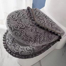 Toilet Seat Covers Cover 2pcs Purple Grey Decorative Bathroom Case