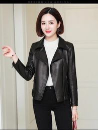 Women's Leather Jacket Korean Version Women Long Sleeved Fashion Exquisite Windproof Versatile Coat
